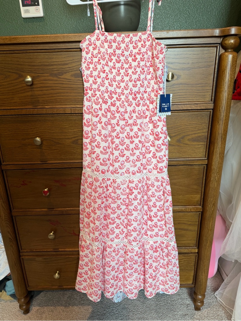 Roller Rabbit Pink and White Floral Maxi Dress